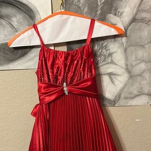 Red satin dress